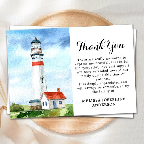 Funeral Memorial Lighthouse Celebration Of Life    Thank You Card