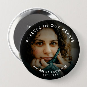 Funeral/Memorial Loving Memory Custom Text & Photo Button