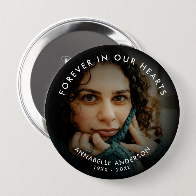 Funeral/Memorial Loving Memory Custom Text & Photo Button (Front & Back)