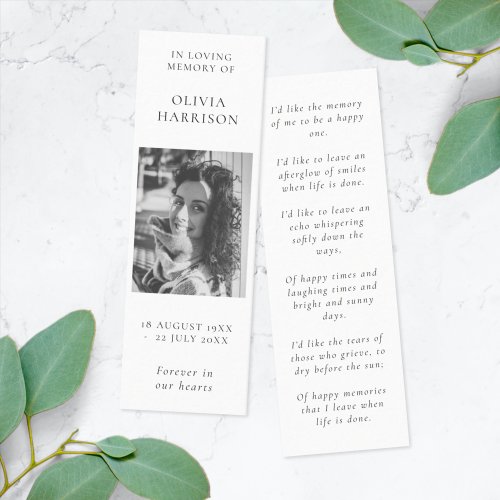 Funeral Memorial Loving Memory Mini Bookmark Card