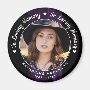 Funeral Memorial Loving Memory Purple Marble Photo Magnet