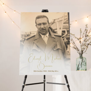 Funeral Memorial Male Photo Elegant Gold Foam Board