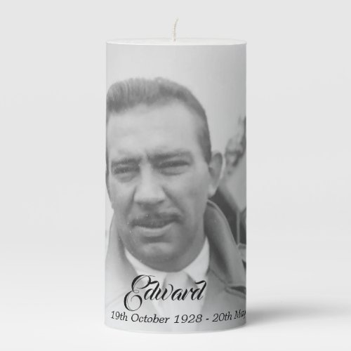 Funeral Memorial Male Simple Black and White Photo Pillar Candle