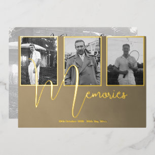 Funeral Memorial Modern 4 Photo Foil Invitation