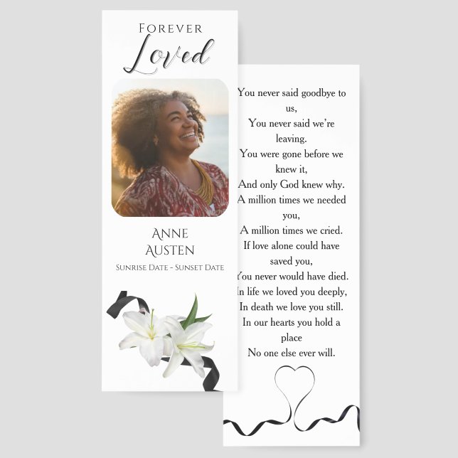 Funeral Memorial | Modern Bookmark Card (Front & Back)