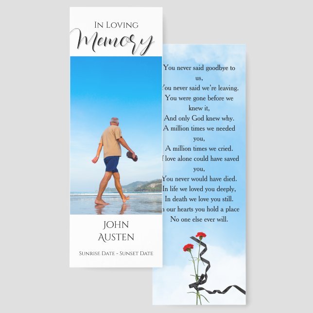 Funeral Memorial | Modern Bookmark Card (Front & Back)