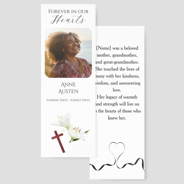 Funeral Memorial | Modern Bookmark Card (Front & Back)