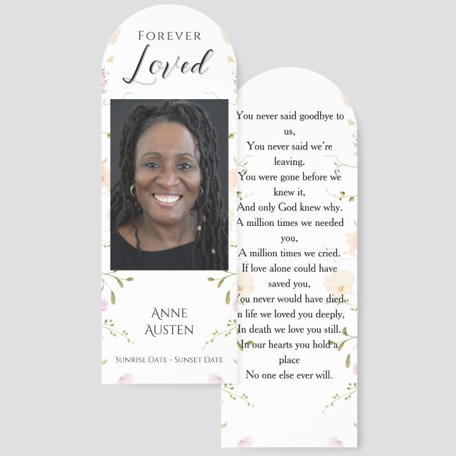 Funeral Memorial | Modern Bookmark Card (Front & Back)