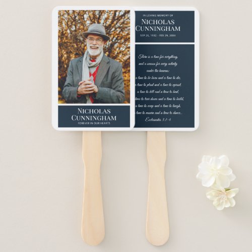 Funeral Memorial Modern Color Block Photo Card Hand Fan