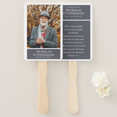 Funeral Memorial Modern Color Block Photo Card Hand Fan