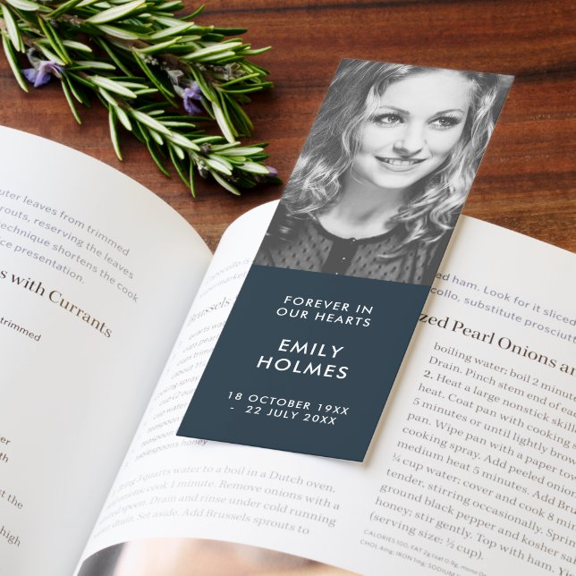 Funeral Memorial Modern Navy Bookmarks (Book)