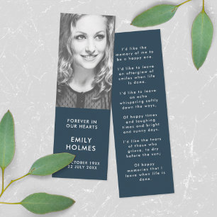 Funeral Memorial   Modern Navy Mini Bookmark Card