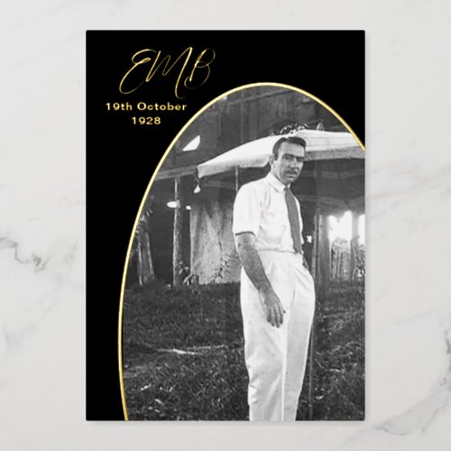 Funeral Memorial Modern Simple Photo Foil Invitation