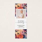 Funeral Memorial Moody Floral Mini Bookmark (Front)