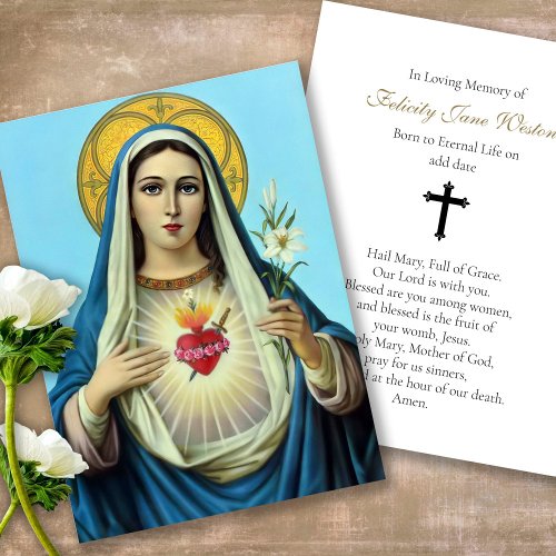 Funeral Memorial Mother Mary Prayer Sympathy Cards