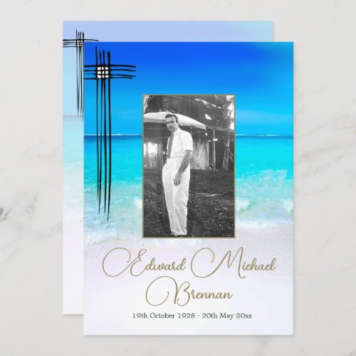 Funeral Memorial Ocean Sea Christian Photo  Invitation