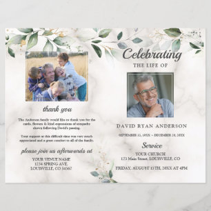 Funeral Memorial Order of Service Photos Program