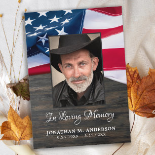 Funeral Memorial Patriotic Veteran American Flag Thank You Card