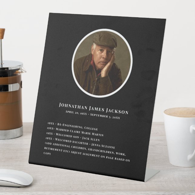 Funeral Memorial - Personal Details Display Pedestal Sign (In SItu)