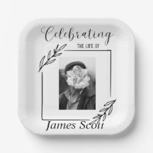 Funeral / Memorial personalized paper plate