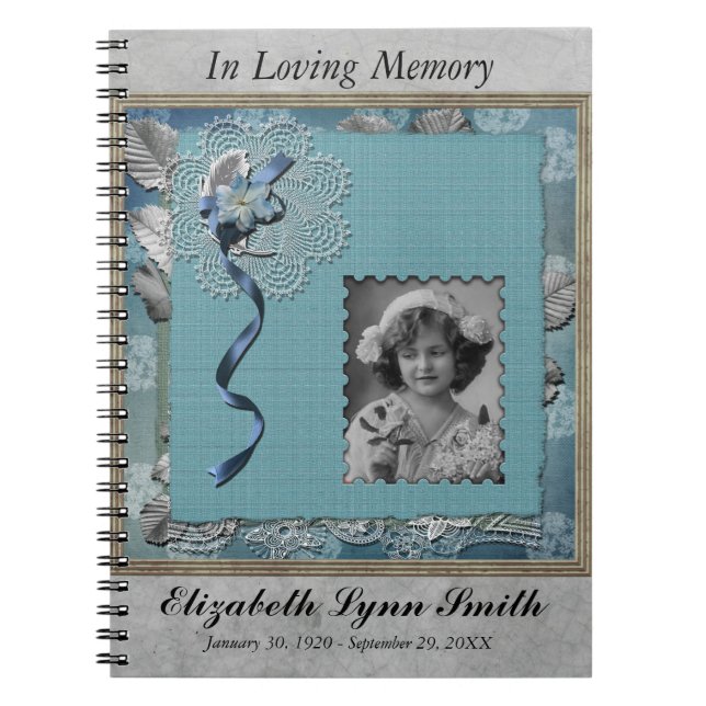 Funeral Memorial Personalized Photo Guestbook Notebook (Front)