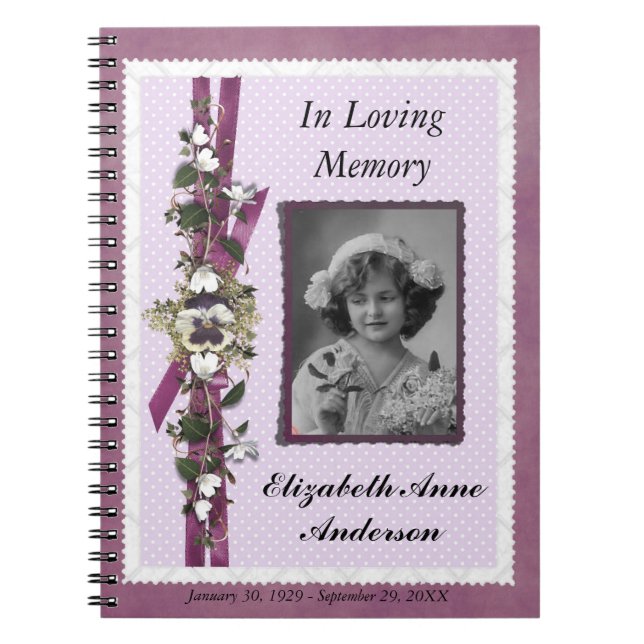 Funeral Memorial Personalized Photo Guestbook Notebook (Front)