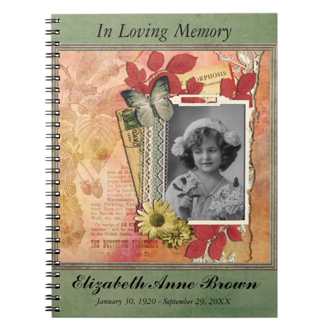 Funeral Memorial Personalized Photo Guestbook Notebook (Front)