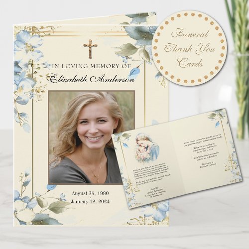 Funeral Memorial Photo Catholic Prayer Thank You Note Card