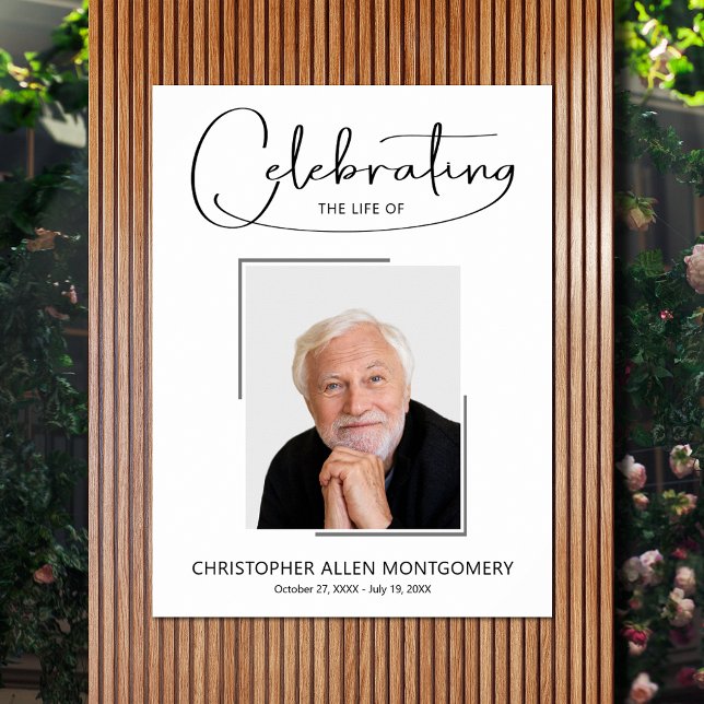 Funeral Memorial Photo Celebration Of Life Poster (Celebration of Life photo memorial funeral poster - INSTANT DOWNLOAD or PRINTED (framed, too))