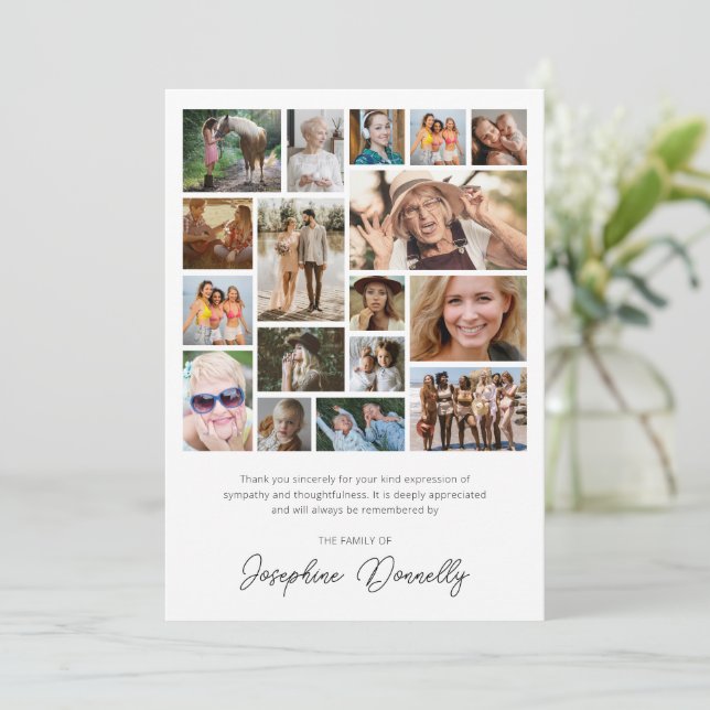 Funeral Memorial Photo Collage Thank You (Standing Front)