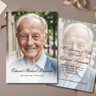 Funeral Memorial Photo Elegant  Invitation