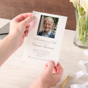 Funeral Memorial Photo Elegant  Vellum Invitations