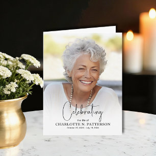 Funeral Memorial Photo Folded Letterpress Thank You Card
