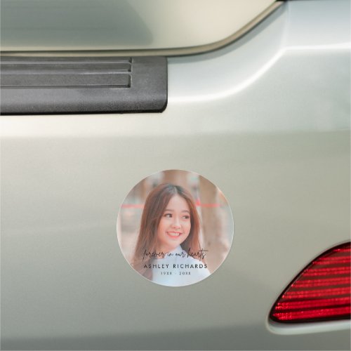 Funeral Memorial Photo  Forever in Our Hearts  Car Magnet