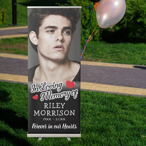Funeral Memorial  Photo Forever in our Hearts Retractable Banner