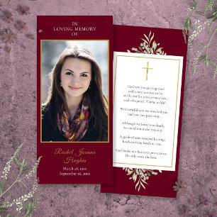 Funeral Memorial Photo Greenery Prayer Card