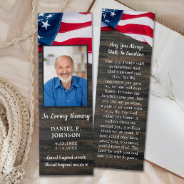 Funeral Memorial Photo Patriotic Prayer Bookmark