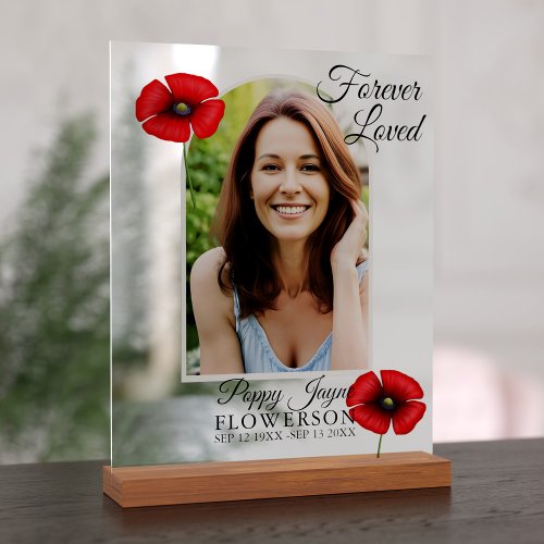 Funeral Memorial Photo Poppy Acrylic Sign