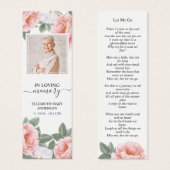 Funeral Memorial Pink White Floral Mini Bookmark (Front & Back)