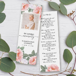 Funeral Memorial Pink White Floral Mini Bookmark