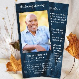 Funeral Memorial Prayer Card Photo Blue Marble