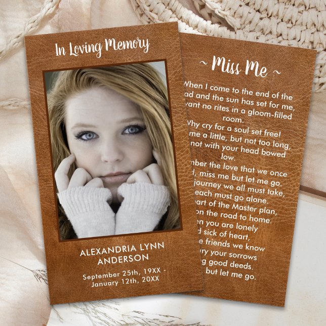 Funeral Memorial Prayer Card Sympathy Leather (Creator Uploaded)