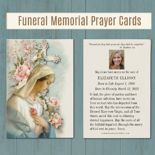 Funeral Memorial Prayer Virgin Mary Cards