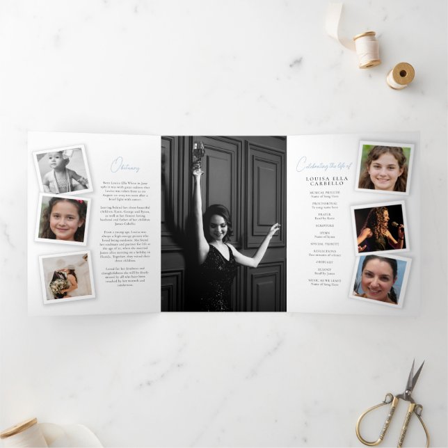 Funeral memorial program simple snap photos (Inside)