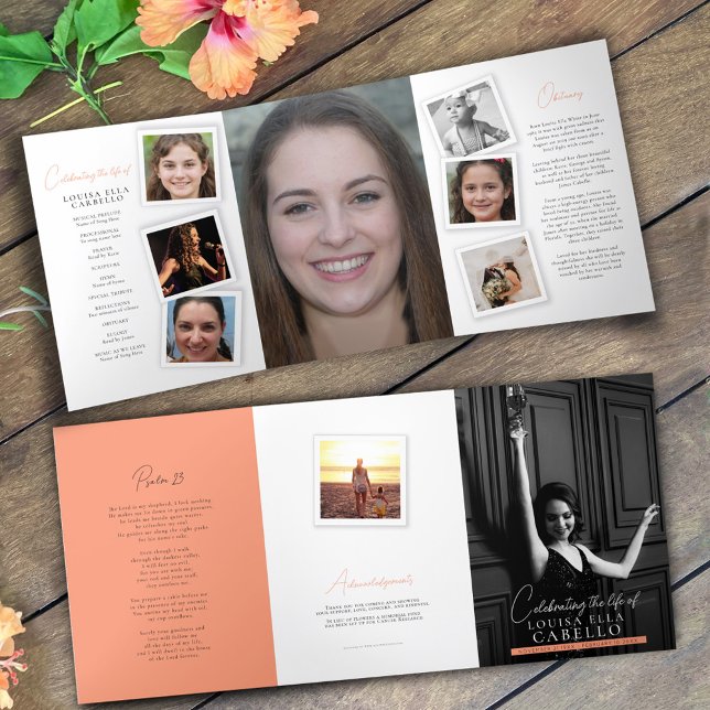 Funeral memorial program snap photos peach (Creator Uploaded)