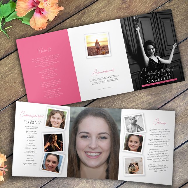 Funeral memorial program snap photos pink (Creator Uploaded)