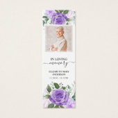 Funeral Memorial Purple Floral Mini Bookmark (Front)