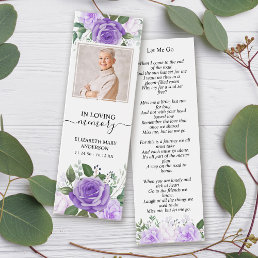 Funeral Memorial Purple Floral Mini Bookmark