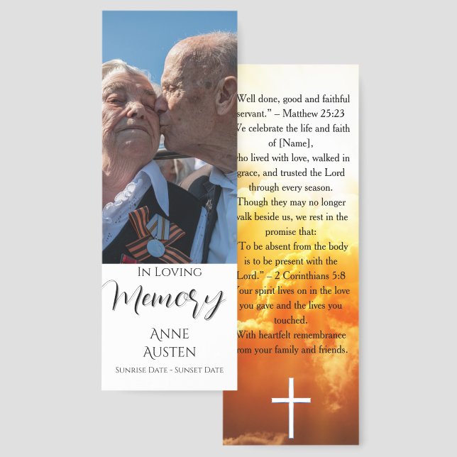 Funeral Memorial | Religious Bookmark Card (Front & Back)
