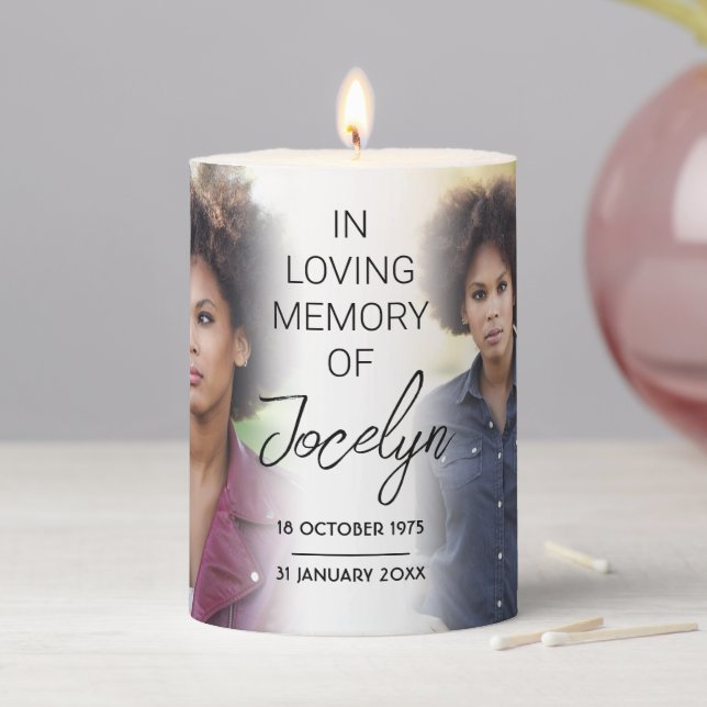 Funeral Memorial Remembrance with Photos Pillar Candle (In Situ)